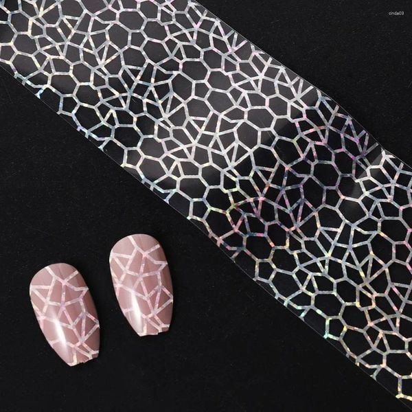 Adesivos de unhas 100x4cm arte dicas completas envolve teia de aranha diy folhas transferência mais recente glitter polonês adesivo artesanato decalques manicure