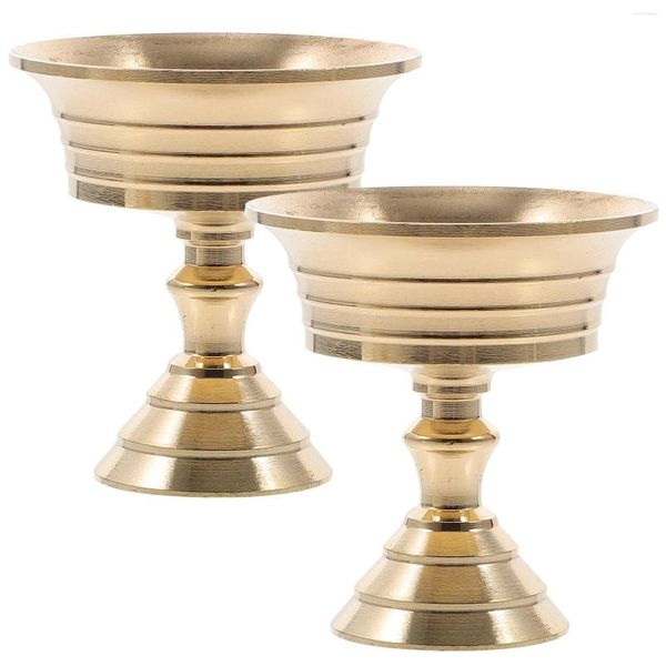 Titulares de vela 2 PCS Lâmpada de óleo Tabela Golden Forjado Cobre Titular Templo Use Vara de Ferro Tealight Castiçal