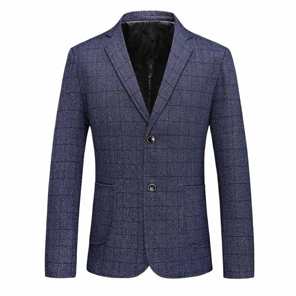 2023 Yeni Fi Sıradan Busin Dr Men Ekose Stripe Blazer Ceket Pamuklu İnce İngiltere Takım Blaser Maskulino Erkek Ceket Blazer J56P#