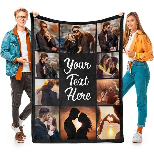 Personalizado com texto de imagem Cobertor personalizado personalizado com foto Cobertor personalizado Presentes de dia dos namorados para mãe, pai, casal, namorada