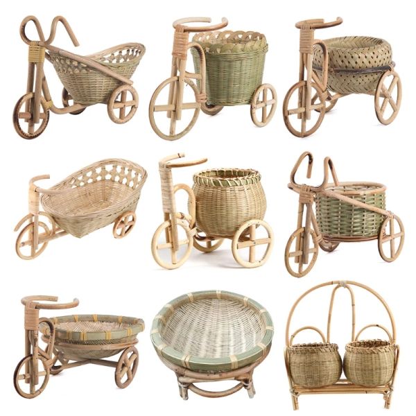 Körbe Mini -Dreirad Weidenkorb HAMPERS HANDMADE WOVEN KITCHE FOODSAGE ABSCHNITT G5AB