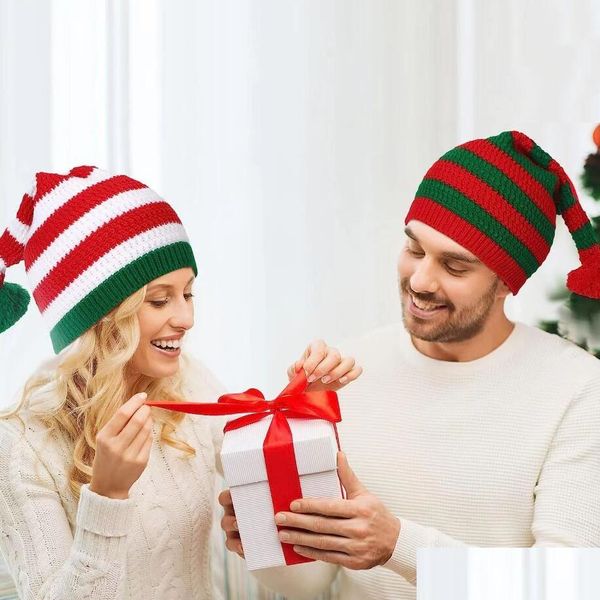 Beanie/Kafatası Kapakları Noel Noel Baba Şapkası Kış Beanie Knited Cloghet Xmas için ADT Bebek Evcil Hayvan Yeni Yıl Şenlikli Tatil Parti Malzemeleri Drop DHSW7
