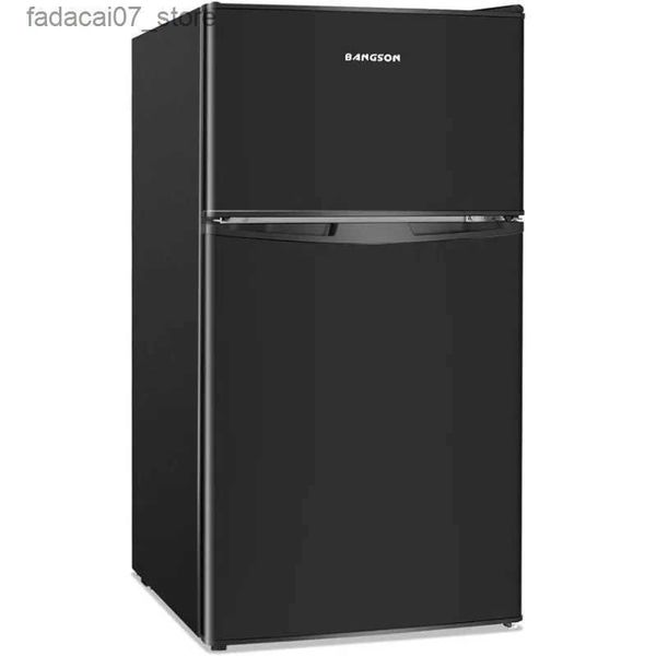 Холодильники с морозильной камерой Мини-холодильник Bangson с морозильной камерой 2-дверный маленький отражатель с морозильной камерой Мини-холодильник для спальни 3,2 куб. футов для домашнего офиса Q240326