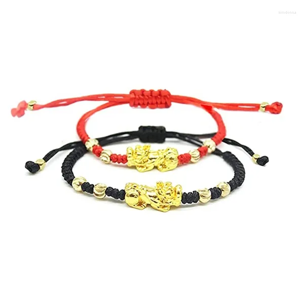 Charme Pulseiras M2EA 2 Pcs Europeu e Americano Moda Trançado Pixiu Pulseira Lucky Transfer Red Black Rope Casal