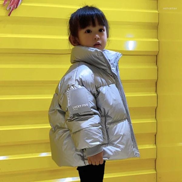 Casaco para baixo varejo crianças inverno versão coreana impermeável brilhante jaqueta para meninas 3-12 anos crianças adolescentes meninos parka