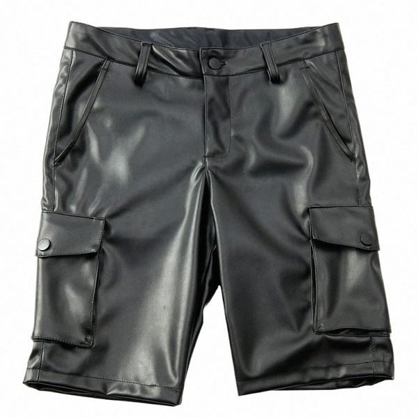 Verão fino secti preto estiramento de couro shorts estilo de trabalho dos homens shorts vermelho branco azul calças do plutônio masculino calças de cinco pontos 29-40 42 l2hl #