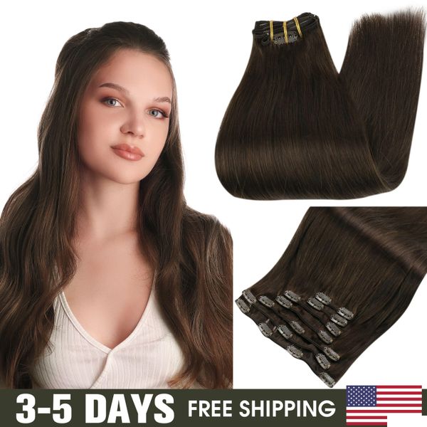 Kits de extensão de cabelo Extensões Fl Shine Clip em cor preta humana 7pcs 80105G Extensões Remy 1024Inch Drop Delivery Produtos Dhhzt