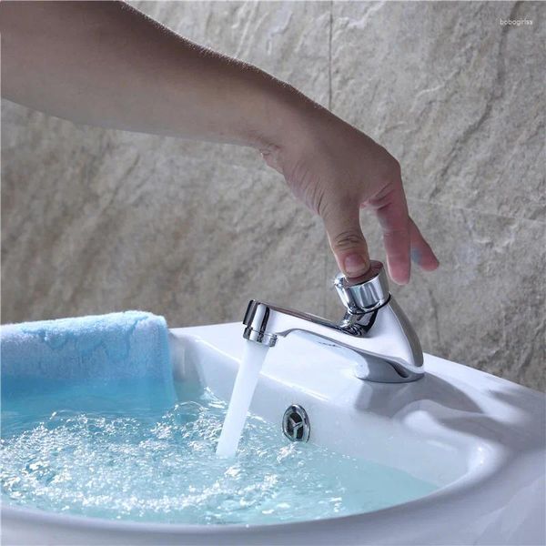 Banyo lavabo musluklar gecikme valfi pres flips havzası musluk yıkama tek delik soğuk