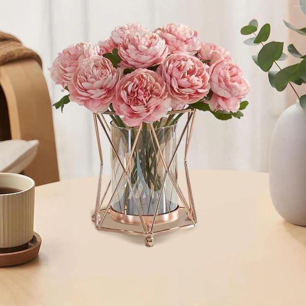 Vasos flor vaso de vidro suporte de vela decorativo para flores falsas mesa peça central housewarming presentes quarto casa