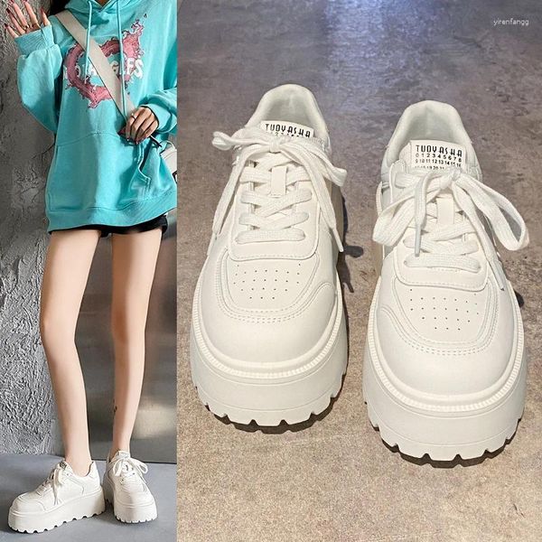Sıradan Ayakkabı Kalın Bottom Masa Kadınlar 2024 İlkbahar Yaz Sünger Kek Moda Eğlence Küçük Beyaz Gelgit