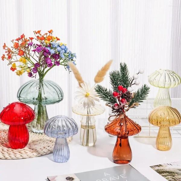 Вазы Креативная стеклянная ваза в форме гриба прозрачная гидропонная бутылка цветок домашнее украшение стола