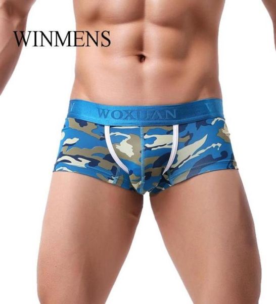 Mutande Mutande 5 pezzi Lotto Uomo Boxer lunghi mimetici WOXUAN Marca Poliestere Vita bassa Uomo039s Custodia rigonfia Pantaloncini senza cuciture 257553511419