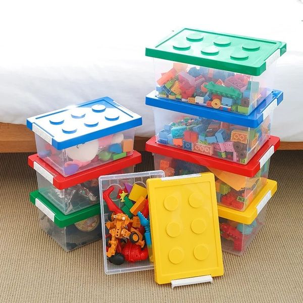 Scatola portaoggetti trasparente impilabile per giocattoli Scatola portaoggetti per blocchi di costruzione per bambini Scatola portagiochi Lego divertente per bambini