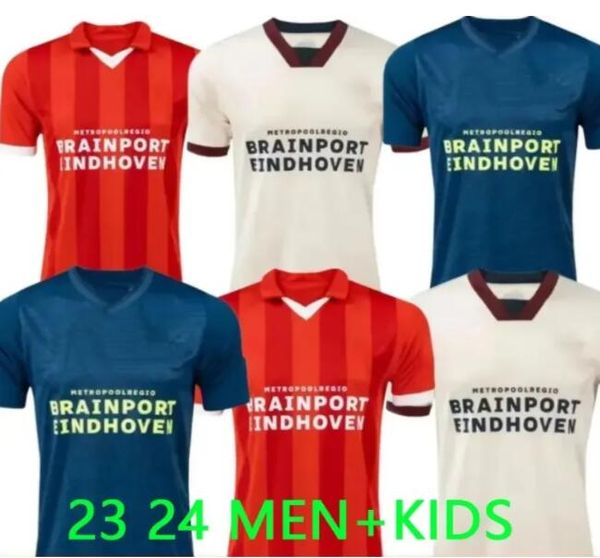 23 24 Eindhoven Away maglie da calcio per bambini da uomo kit 2023 2024 Hazard FABIO Silva Home da uomo per bambini magliette da calcio per bambini set TOP kit per adulti