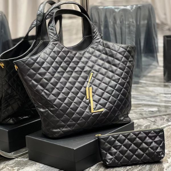 Saco de designer de luxo preto Icare Maxi sacola de compras de grandes dimensões designer de mulheres homem sacos grande sacola preta tote checker tote bolsa de ombro de alta qualidade saco nas axilas