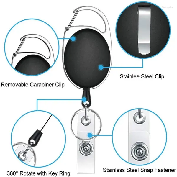 Hooks 5pcs Fabrika Toptan Keychain Reel Oval Geri Çekilebilir Kimlik Kart Rozeti Tutucu Kemer Klipsli ve Anahtar