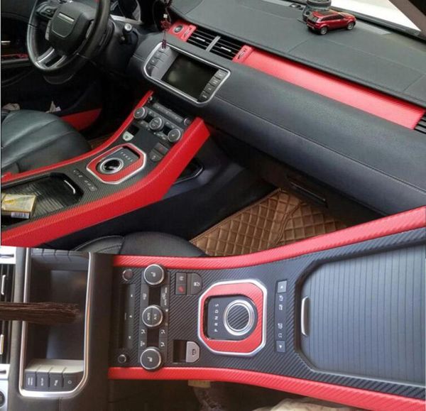 Para range rover evoque interior painel de controle central maçaneta da porta adesivos de fibra carbono decalques estilo do carro accessorie2630261