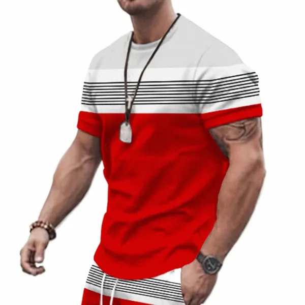 2023 T-shirt da uomo nuova a quadri stampata oversize da uomo allentato Top da vacanza Abbigliamento casual Gita quotidiana T-shirt a maniche corte morbida 673G #