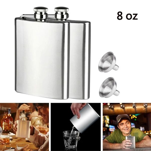 2024 4/8oc Aço inoxidável Faltas de quadril de bolso Hip Flask alcoólico Uísque de uísque Tampa do funil Funil Liquor Flask para o quadril de aço inoxidável para