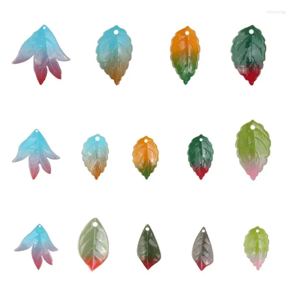 Takılar stil 50pcs/lot renk deseni baskı karikatür yaprağı şekli akrilik yapraklar boncuklar diy mücevher küpe/giysi/saç aksesuarı