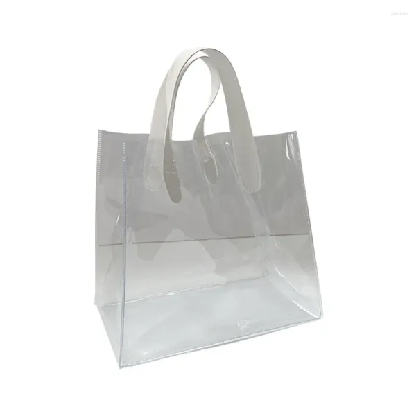 Sacos de armazenamento PVC Clear Tote Bag Prático Alça Transparente Compras Impermeável