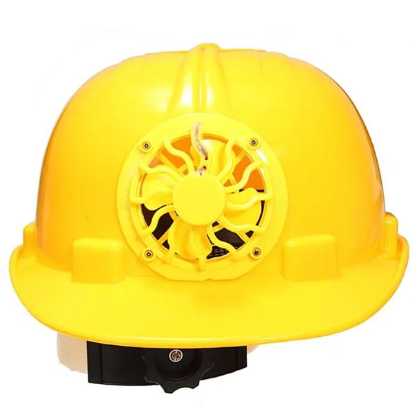 Anpwoo novo design ajustável 0.3w pe capacete de segurança movido a energia solar boné de ventilação dura com ventilador de resfriamento amarelo