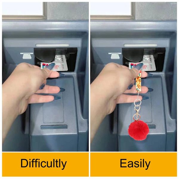 Schlüsselanhänger Puller Debit Bank Card Grabber Schlüsselanhänger mit Pom Ball Clip