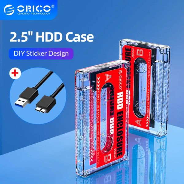 Gehäuse ORICO HDD-Gehäuse Externes Festplattengehäuse SATA auf USB 3.0 5 Gbit/s 2,5-Zoll-SSD Transparentes Gehäuse für 2,5-Zoll-7-mm-9,5-mm-SSD-HDD-Box
