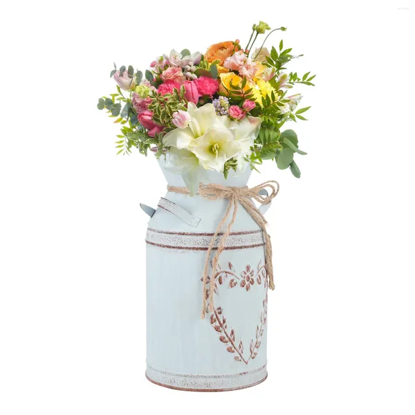 Vasos branco plantador pote coração em forma de flor arranjo vaso decoração para casa ornamento