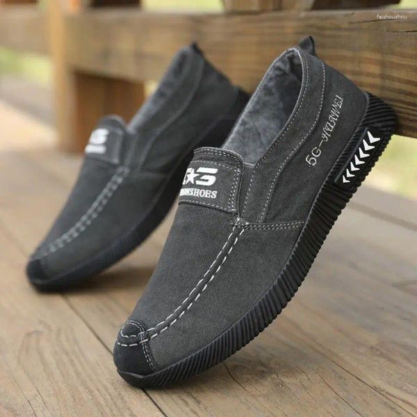 Sapatos casuais tamanho grande pedal lona masculina antiderrapante respirável desodorante tênis masculino leve plano