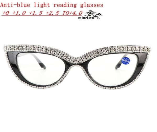 Occhiali da sole da donna lussuosi colorati strass Cat Eye occhiali da lettura blu luce blocco lettore computer montatura per occhiali NXSungl6196123