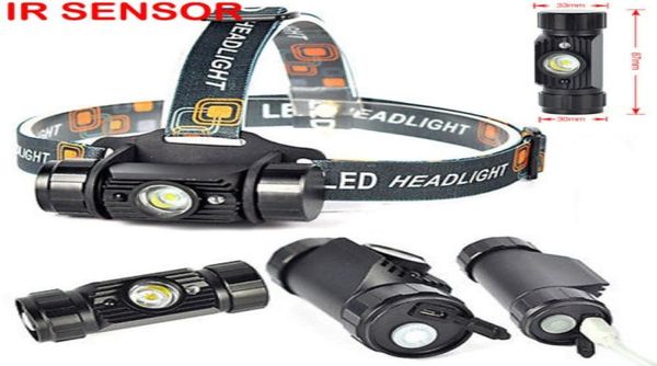 USB 3W Kızılötesi Sensör LED Mini Far RJ020 İndüksiyon Avı Şarj Edilebilir Far Su geçirmez Balıkçılık Baş Meşalesi Kullanım 18650 B3982084