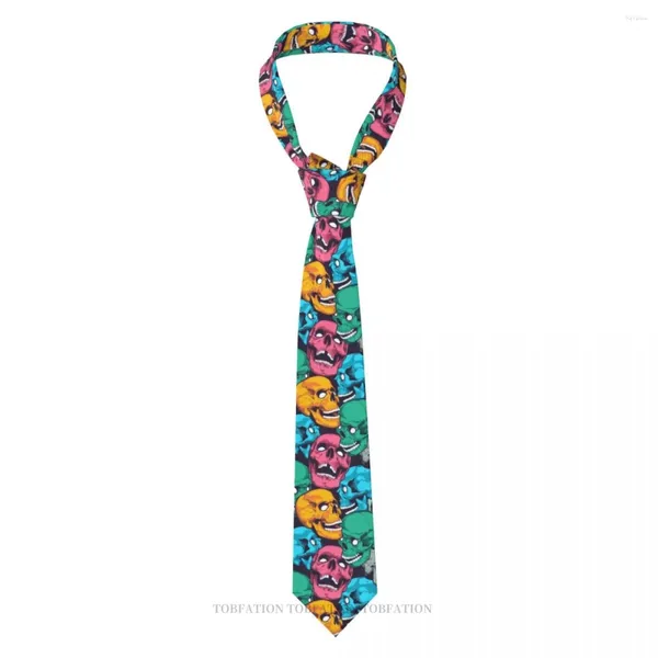Papillon Art Skull Skulls Stampa 3D Cravatta 8 cm di larghezza Cravatta in poliestere Accessori per camicie Decorazione per feste