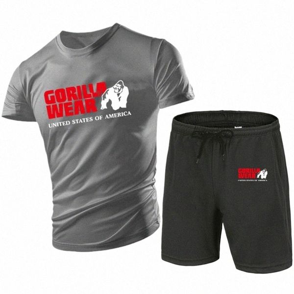 Neue Ankunft Set Männer Kleidung Sommer Männer Frauen Jersey Trainingsanzug Gorilla T-shirt Shorts 2 Stück Outfits Jersey Sport Anzug T5IF #