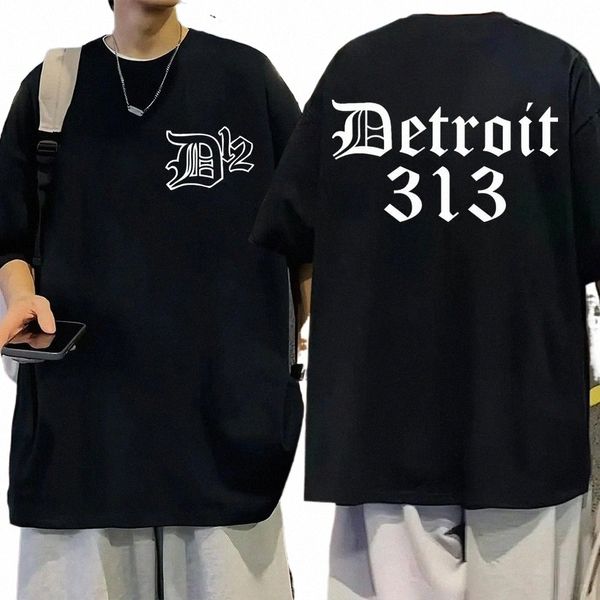 Футболка d12 Band Rapper Eminem Detroit Michigan 313, футболка с принтом для мужчин и женщин, повседневные футболки Fi, топы большого размера, мужские Z529 #