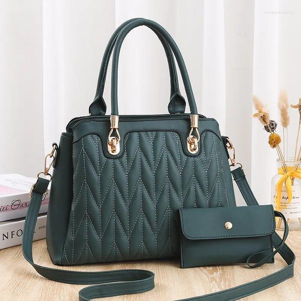 Bolsas de ombro vendendo saco de duas peças mulheres bordado linha diamante moda bolsa grande capacidade senhoras luxo mensageiro