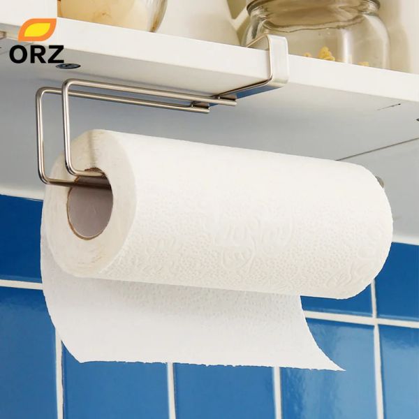 Cremalheiras orz suporte de toalha de papel cozinha banheiro toalheiros armário armazenamento organizador prateleira utensílios cozinha acessórios