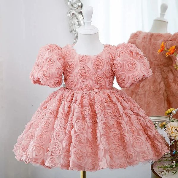 Violets Prom Pageant Abiti 2024 Abiti da sera di lusso per ragazze di fiori Festa di compleanno Bambini Principessa Tulle Abito corto Bambini 240312