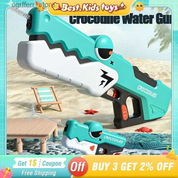 Arma Brinquedos Crocodilo Pistola de Água Elétrica Totalmente Automática Crianças Brinquedos Crianças Grande Tamanho Blow-water Spray Sucção Pistola de Água Para Meninos Meninas240327