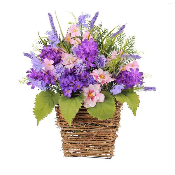 Dekorative Blumen 1pc Lila Realistische Gefälschte Lavendel Dekor Künstliche Seide Blume Haustür Pflanze Grün Kranz Für Party