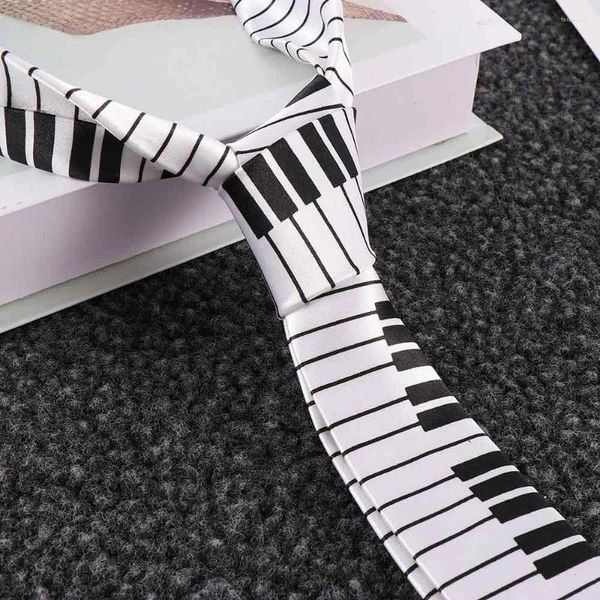 Erkekler için Bow Ties Hediyeler Fantezi Elbise Moda Sıska Kravat Siyah Beyaz Piyano Klavye Kravat Müzik