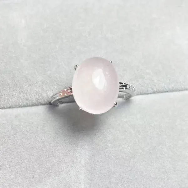 Anelli a grappolo Anello regolabile in argento sterling 925 AKAC circa 9 12 mm con quarzo rosa naturale