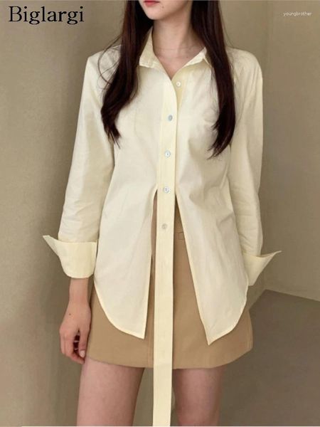 Camicette da donna Camicie primaverili Top da donna Irregolare Slim Moda Sexy stile coreano pieghettato da donna a maniche lunghe da ufficio