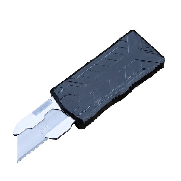 M6677 AUTO Taktisches Messer SK5 Satinklinge CNC Schwarzer Luftfahrt-Aluminiumgriff EDC-Taschenpapierschneidermesser mit 5-teiligen Klingen