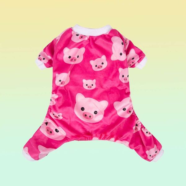 1pc bonito porco gráfico pet pamas loungewear respirável para roupas de cães e gatos.