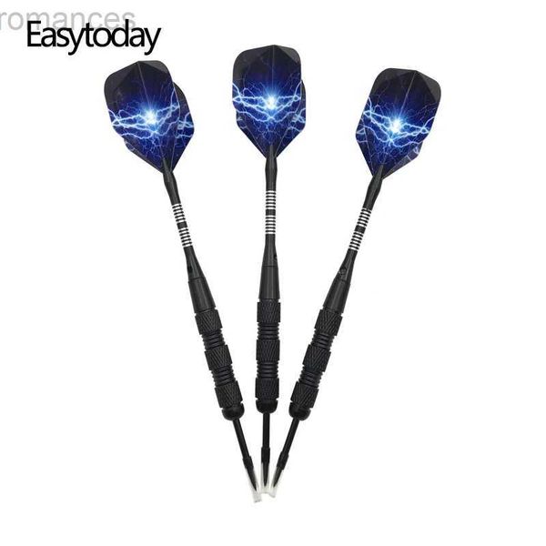 Freccette Easytoday 3 pezzi/set Freccette con punta in acciaio standard Freccette in metallo professionali Canna con aste in alluminio nero Voli per freccette Set di giochi 24327