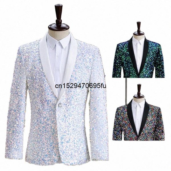 Dr Fantasy Lantejoulas Fi Stage Performance Suit Host Singer Casaco Colorido Somente Blazer C0BV #