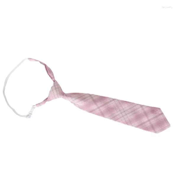 Bow bağları Japon jk kız pembe damalı boyun kravat bowknot okulu öğrencisi üniforma önceden bağlı ayarlanmış bowtie cosplay partileri