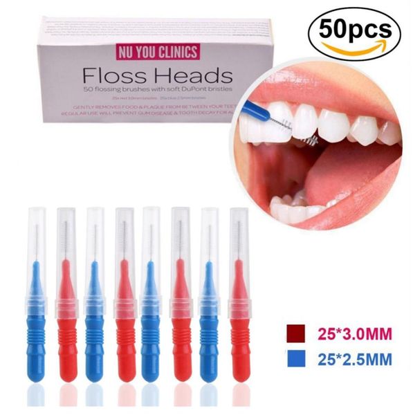 50 PCSPack Diş Fırçası Diş ipi başı Oral Hijyen Dental Diş Flosser Interdental Fırça Kürek Dişleri için Sağlıklı Kafa Diş Pick2039576