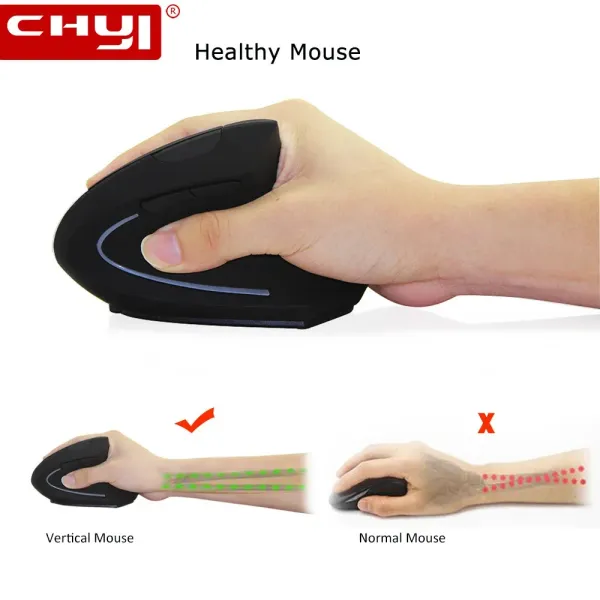 Pads Chyi USB Wireless Mouse 3200dpi Ergonômico Vertical Mouse Escritório Com Fio Computador Óptico Mause Pulso Saudável Laptop Pc Gamer Ratos